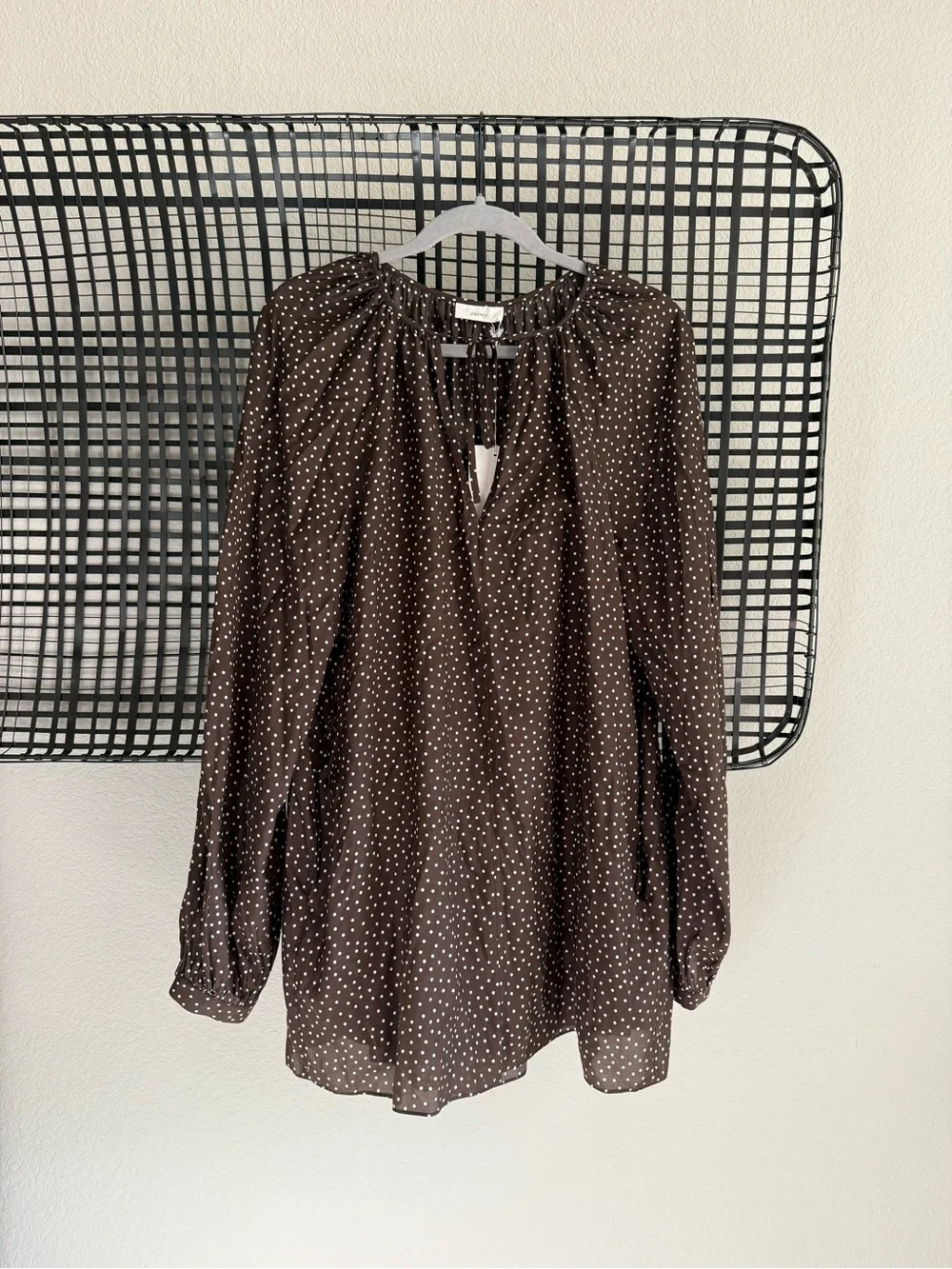 Peony Forever Mini Dress brown polka dot freckle print
